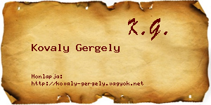 Kovaly Gergely névjegykártya